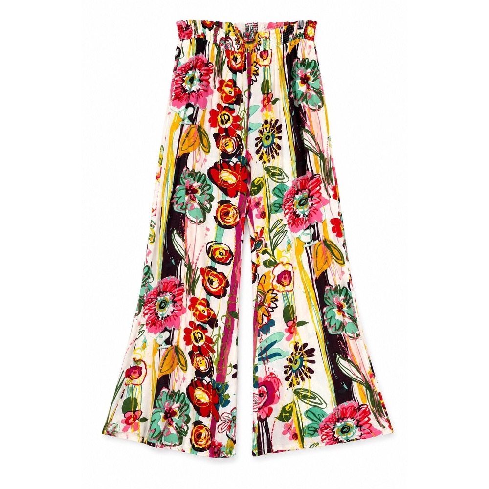 Jams World 50 Years Aubergine Wearable Art Wide Leg Palazzo Pants Hawaii Made L